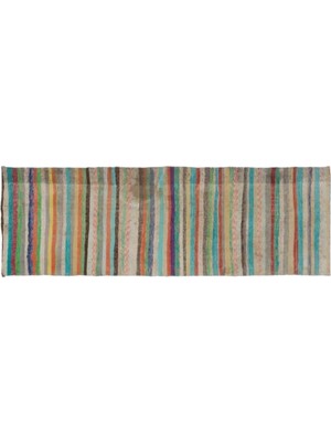 Apex Halı El Dokuması Vintage Yün-Pamuk Çizgili Çaput Halı 32232 136 x 415 cm