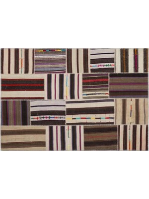 Apex Halı El Dokuması Patchwork Vintage Yün-Pamuk Çizgili Halı 2251 160 x 230 cm