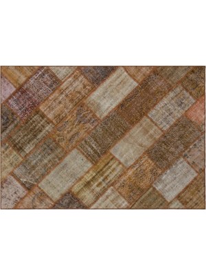 Apex Halı El Dokuması Patchwork Vintage Yün-Pamuk Kahve Halı 31313 160 x 230 cm