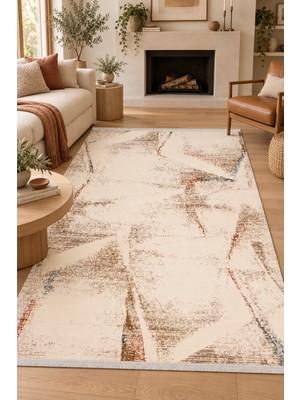 Ally Carpet Tivoli Krem Vizon Modern Robot Süpürge Uyumlu Salon Mutfak Koridor Halısı