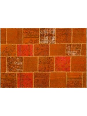 Apex Halı El Dokuması Patchwork Vintage Yün-Pamuk Turuncu Halı 22276 160 x 230 cm