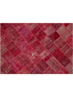 Apex Halı El Dokuması Patchwork Vintage Yün-Pamuk Kırmızı Halı 22073 160 x 230 cm