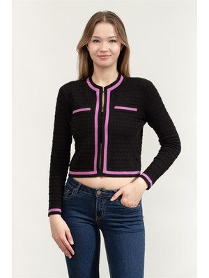 Karl Lagerfeld Textured Classic Women's Cardigan Black