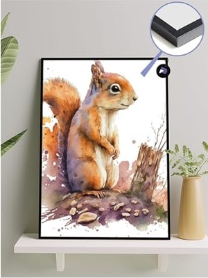 Pratik Ev PSTER1093 Şaşkın Sincap Hayvan Çerçeveli Tablo - Çerçeveli Poster 50 x 70