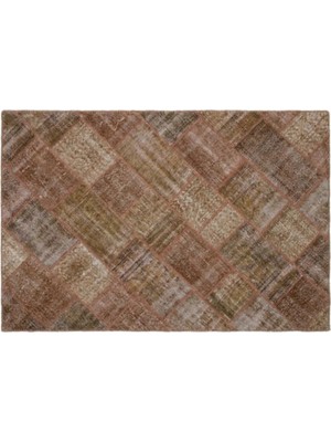 Apex Halı El Dokuması Patchwork Vintage Yün-Pamuk Kahve Halı 21006 157 x 232 cm
