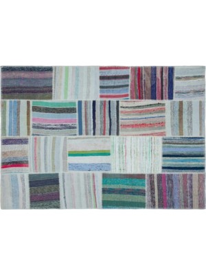 Apex Halı El Dokuması Patchwork Vintage Yün-Pamuk Çizgili Halı 25462 160 x 228 cm