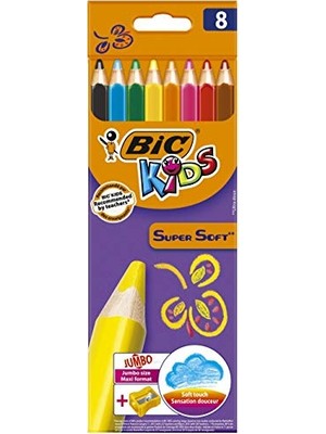 Pratik Ev Kids Jumbo-Üç Kenarlı-Yumuşak, Jumbo-Dahil Kalemtraş, Boyama Kalemi 6,2 Mm, 8-Çeşitli Renklerde, Kartonetuı Her Biri 8 Adet