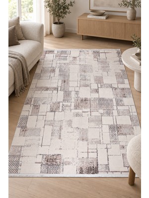 Ally Carpet Sirius Ferahan Kahve Vizon Özel Ölçü Salon Oturma Odası Koridor Halısı Robot Süpürge Uyumlu Kolay Te