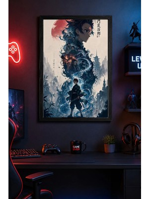 Charmbi Demon Slayer Ahşap Çerçeveli Poster Hediyelik Duvar Tablosu Premium Baskı 15X21 | 21X30 | 30X42