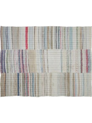 Apex Halı El Dokuması Vintage Yün-Pamuk Çizgili Çaput Halı 32602 201 x 260 cm