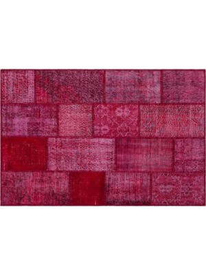 Apex Halı El Dokuması Patchwork Vintage Yün-Pamuk Kırmızı Halı 26830 120 x 180 cm