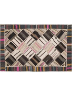 Apex Halı El Dokuması Patchwork Vintage Yün-Pamuk Çizgili Halı 1487 170 x 256 cm