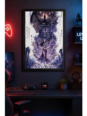 Charmbi Nico Robin Ahşap Çerçeveli Poster Hediyelik Duvar Tablosu Premium Baskı 15X21 | 21X30 | 30X42