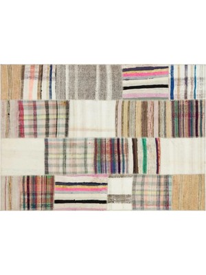 Apex Halı El Dokuması Patchwork Vintage Yün Pamuk Çizgili Halı 36198 160 x 228 cm