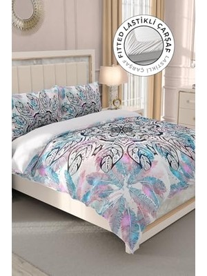 Pratik Ev %100 Pamuk Saten Çift Kişilik Nevresim Takımı Etnich Mandala 2 - Gri MONOHOME33057