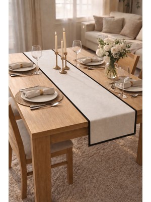Şah Textile Design Biyeli Premium Yıkanmış Keten Runner 40X110