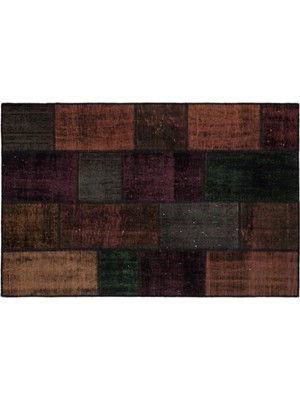 Apex Halı El Dokuması Patchwork Vintage Yün-Pamuk Siyah Halı 34133 122 x 187 cm