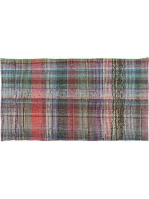 Apex Halı El Dokuması Vintage Yün-Pamuk Çizgili Çaput Halı 31826 103 x 186 cm