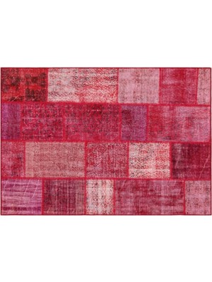 Apex Halı El Dokuması Patchwork Vintage Yün-Pamuk Kırmızı Halı 35836 159 x 227 cm