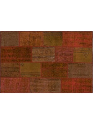 Apex Halı El Dokuması Patchwork Vintage Yün-Pamuk Turuncu Halı 33862 120 x 178 cm