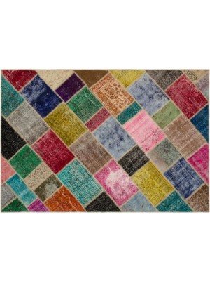 Apex Halı El Dokuması Patchwork Vintage Yün-Pamuk Multi Naturel Halı 21668 160 x 233 cm