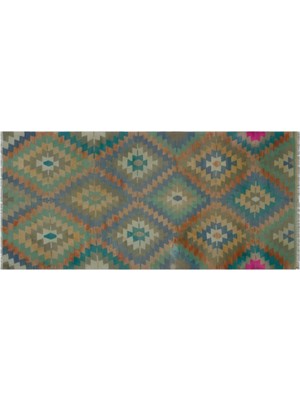 Apex Halı El Dokuması Vintage Yün Pamuk Geometric Halı 32240 131 x 280 cm