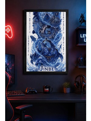 Charmbi Jinbe Siyah Çerçeveli Modern Duvar Tablosu Özel Kaplama Poster 15X21 | 21X30 | 30X42
