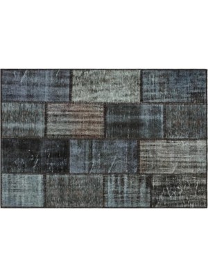 Apex Halı El Dokuması Patchwork Vintage Yün-Pamuk Gri Halı 35580 122 x 179 cm