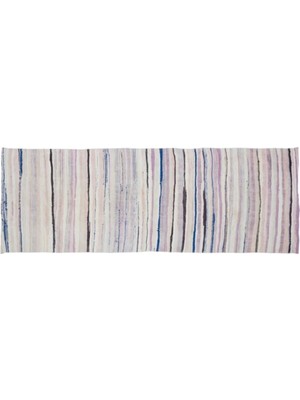 Apex Halı El Dokuması Vintage Yün-Pamuk Çizgili Çaput Halı 32075 133 x 372 cm