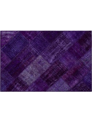 Apex Halı El Dokuması Patchwork Vintage Yün-Pamuk Mor Halı 26716 120 x 180 cm