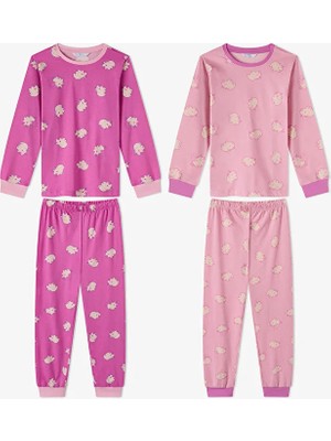 Penti Girls' Pink Capycorn Cotton Long Sleeve 2-Pack Pajama Set