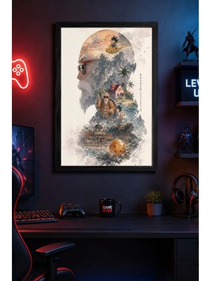 Charmbi Muten Roshi Siyah Ahşap Çerçeveli Poster Premium Dijital Baskı Tablo 15X21 | 21X30 | 30X42