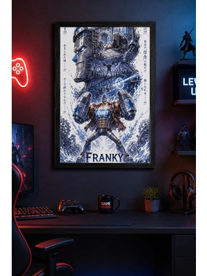 Charmbi Ironpirate Franky Siyah Ahşap Çerçeveli Poster Premium Dijital Baskı Tablo 15X21 | 21X30 | 30X42