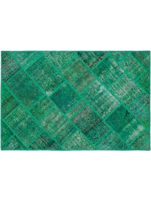 Apex Halı El Dokuması Patchwork Vintage Yün-Pamuk Yeşil Halı 22172 120 x 180 cm