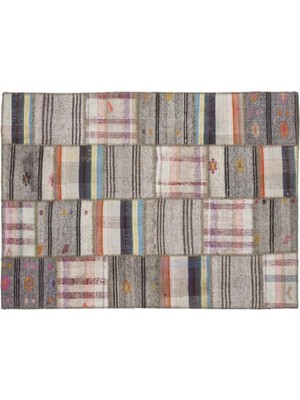 Apex Halı El Dokuması Patchwork Vintage Yün-Pamuk Çizgili Halı 1063 160 x 230 cm