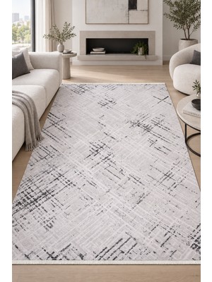 Ally Carpet Kaelin Mekon Bej Gri Özel Ölçü Salon Oturma Odası Koridor Halısı Robot Süpürge Uyumlu Kolay Temizlen