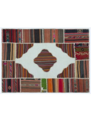 Apex Halı El Dokuması Patchwork Vintage Yün-Pamuk Naturel Halı 25168 130 x 177 cm