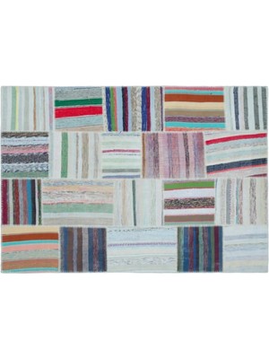Apex Halı El Dokuması Patchwork Vintage Yün-Pamuk Çizgili Halı 22545 160 x 228 cm