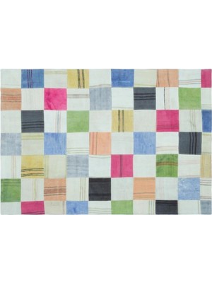 Apex Halı El Dokuması Patchwork Vintage Yün-Pamuk Renkli Halı 25344 159 x 228 cm