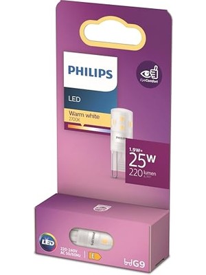 Pratik Ev LED Kapsül 1.9W 220 Lumen 2700K Sarı Işık G9 Duy, 25W Eşleniği