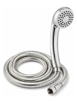 Pratik Ev Duş Başlığı Seti, 150 cm Hortumlu, 7.5 cm Başlık Çapı, 21 cm Krom Saplı El Duşu, Esnek Plastik Hortum, Paslanmaz Çelik Bağlantı, Basınç Artırıcı