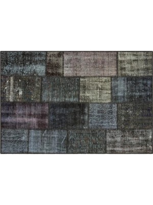 Apex Halı El Dokuması Patchwork Vintage Yün-Pamuk Gri Halı 35385 120 x 179 cm