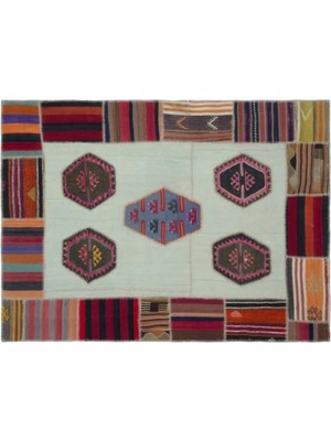 Apex Halı El Dokuması Patchwork Vintage Yün-Pamuk Naturel Halı 25302 165 x 225 cm