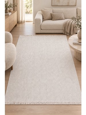 Ally Carpet Boden Peren Beyaz Özel Ölçü Oturma Odası Koridor Halısı Robot Süpürge Uyumlu Kolay Temizlenebilir Po