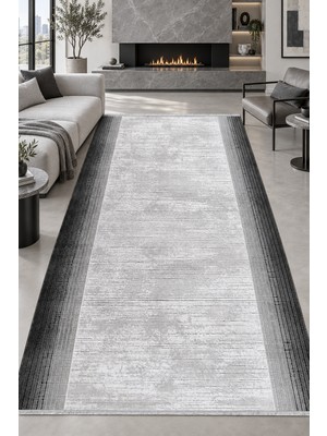 Ally Carpet Kromel Faset Gri Antrasit Özel Ölçü Salon Oturma Odası Halısı Robot Süpürge Uyumlu Kolay Temizlenir