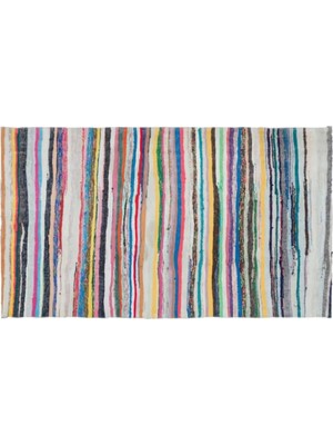 Apex Halı El Dokuması Vintage Yün Pamuk Çizgili Çaput Halı 31677 145 x 255 cm