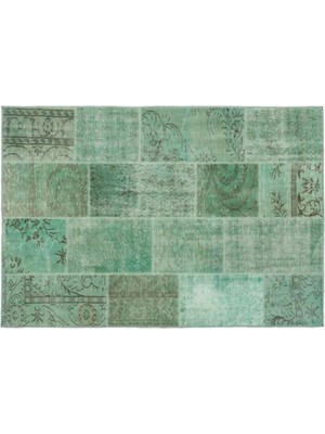 Apex Halı El Dokuması Patchwork Vintage Yün-Pamuk Yeşil Halı 20769 160 x 230 cm