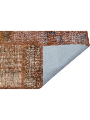 Apex Halı El Dokuması Patchwork Vintage Yün-Pamuk Kahve Halı 31268 160 x 230 cm