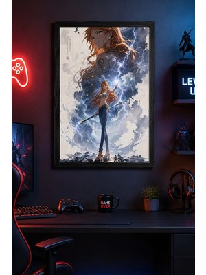 Charmbi Sky Queen Nami Ahşap Çerçeveli Poster Hediyelik Duvar Tablosu Baskı 15X21 | 21X30 | 30X42