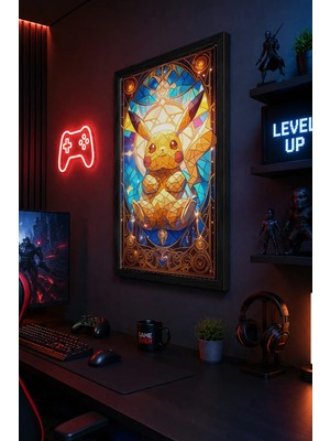 Charmbi Pokemon Temalı 21X30 Siyah Çerçeveli Modern Duvar Tablosu Özel Koruyucu Kaplama Poster